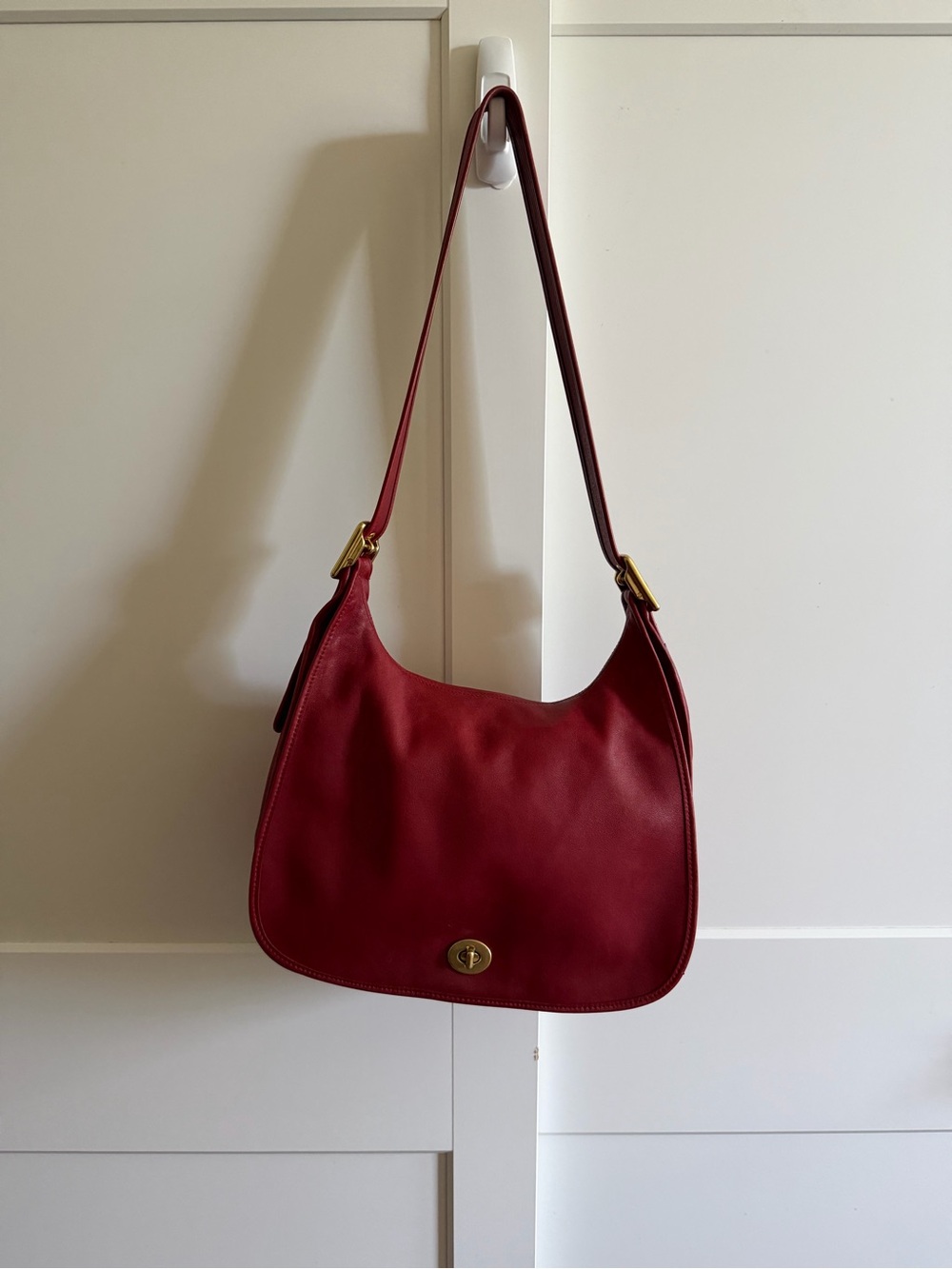 Coach Vintage 9718 Legacy Crescent Red Leather Shoulder Bag